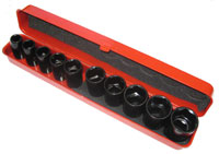 10PC 1/2"  SHALLOW IMPACT SOCKETS AF