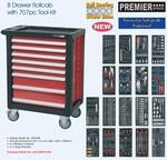 Rollcab 8 Drawer with Ball Bearing Runners & 707pc Tool Kit (List Price £1977.55 exc VAT) AP2408TTC08