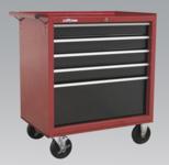Rollcab 5 Drawer with Ball Bearing Runners - Red/Black (List Price £379.95 exc VAT) AP2605B