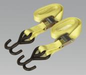 Locking Tie Down 2pc 25mm x 1.8mtr Polyester Webbing 400kg Load Test (List Price £11.95 exc VAT) S0621