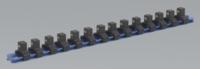 Socket Retaining Rail with 14 Clips Aluminium 3/8"Sq Drive (List Price £12.95 exc VAT) SR3814