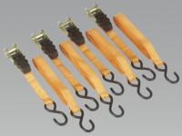 Ratchet Tie Down 4pc 25mm x 5mtr Polyester Webbing 500kg Load Test (List Price £28.95 exc VAT) TD104
